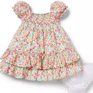 NWT Janie and Jack Floral Smocked Baby Dress 12-18M The Abigail Dress